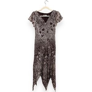 Papell Petites 100% Silk Fairy, Whimsygoth Maxi Dress Size 8P